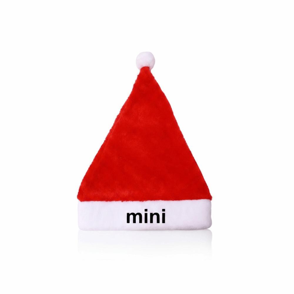 Fluffy Christmas Santa Cap DAD MOM MINI Embroidered Family Xmas Decor Hat Xmas Party Gift