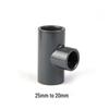 Dark Gray PVC Reducing Tee for Aquariums: Large to Small Connector