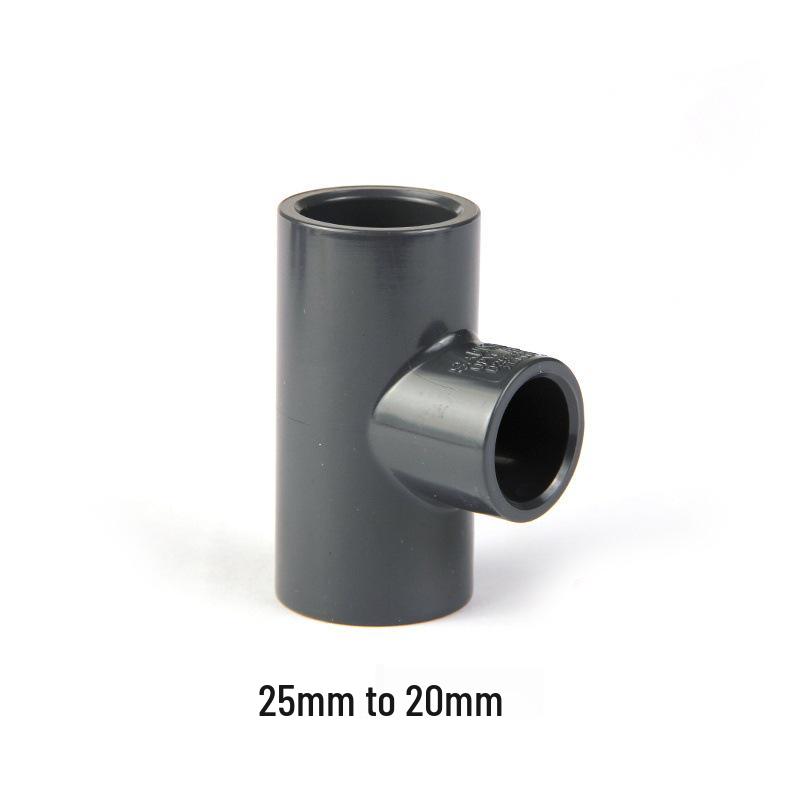 Dark Gray PVC Reducing Tee for Aquariums: Large to Small Connector