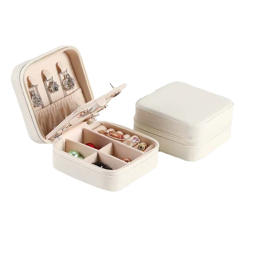 1 Piece Ladies Travel Jewelry Box with Mirror, Small Bead Box, Earrings, Rings, Necklaces, Bracelets, Portable Mini Jewelry Box