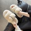Fashion 2024 Plush Slippers Female Autumn New Korean Version of the Square Buckle Foreign Trade Thick Bottom Flip Flops To Keep Warm