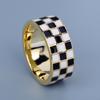 Classic Ring for Woman Drop Oil Black and White Check Ring Wedding Bridal Jewelry Finger Ring Party Jewelry Ring Party Jewelry Handmade Enamel Ring