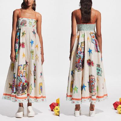 Женское летнее повседневное длинное платье-сарафан в стиле бохо с бретельками и квадратным вырезом без рукавов, струящееся макси-платье, пляжное платье А-силуэта для женщин