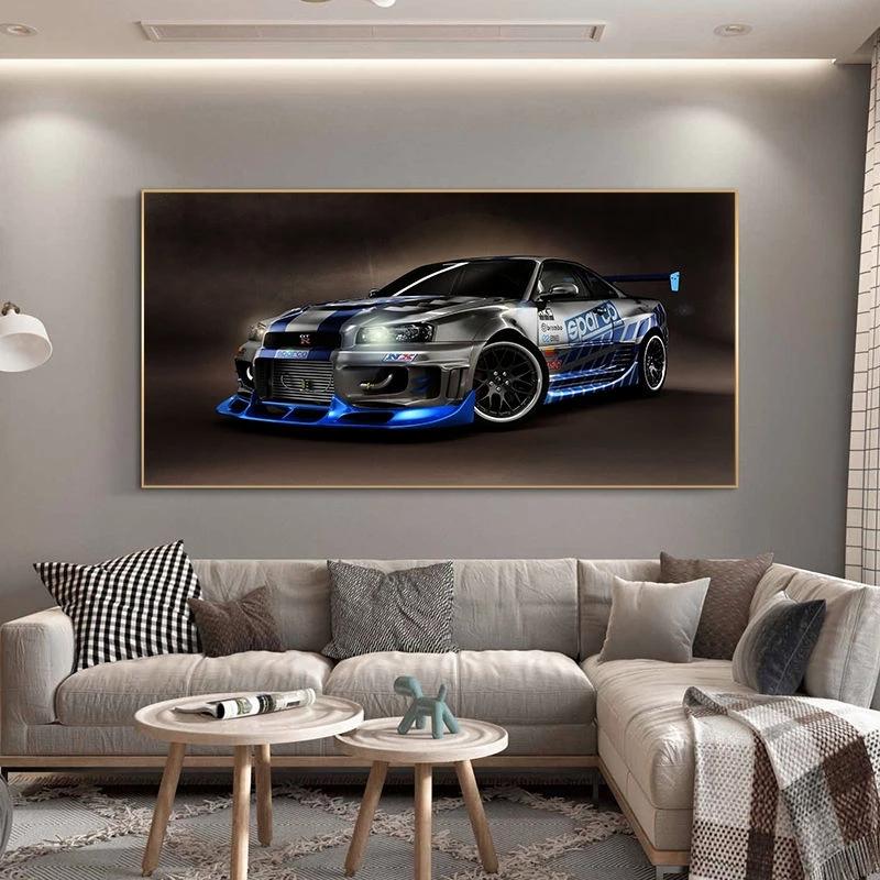 Тюнинг спортивного автомобиля, картина на холсте, современные постеры, настенное искусство для декора гостиной, спальни