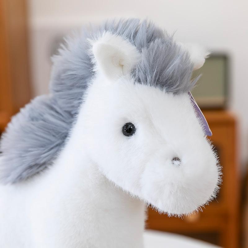 Новая плюшевая игрушка Белый конь Кукла Милая имитация жеребенка Кукла Детский подарок на день рождения