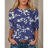 Women's T Shirt Tee Print Daily Casual Long Sleeve Crew Neck Navy Blue Spring Fall
