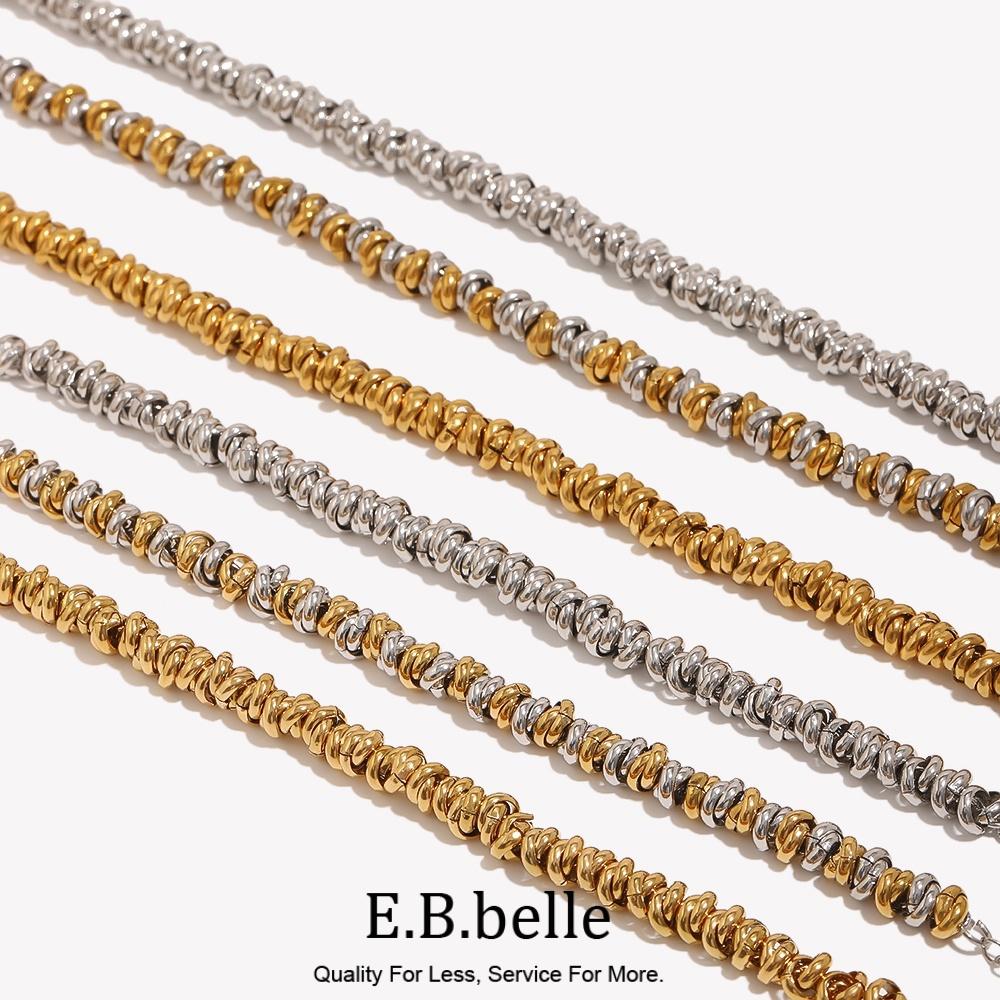 E.B.belle Retro Color Mixing Irregular Circular Bracelet Necklace 18K Gold Plated Stainless Steel Fashion Elegant Jewelry Sets