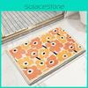 Absorbent Bathroom Door Mat With Cartoon Flower Print Design For Home Toilet Entrance Decor