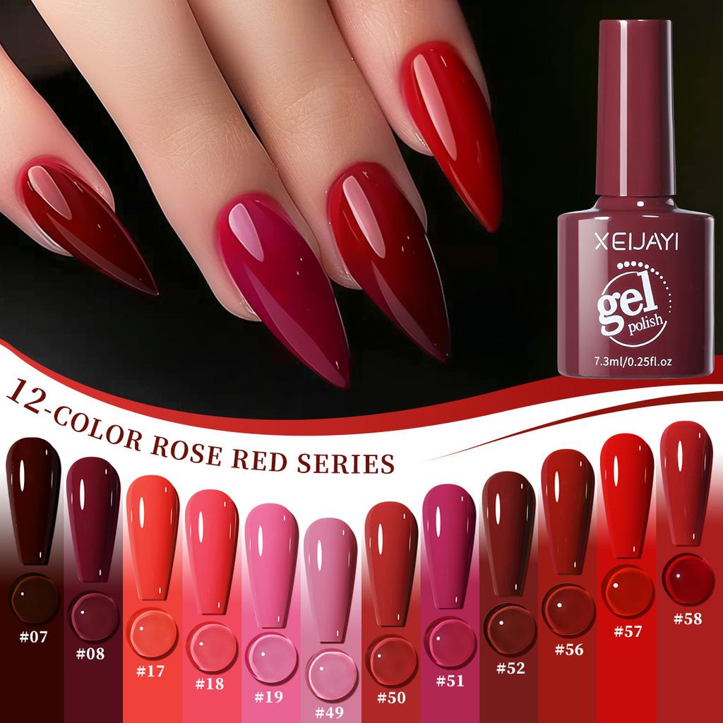 Популярный цвет Вишнево-красный True Red Solid Color Series Отбеливающий долговечный лак для ногтей Клей Фототерапия