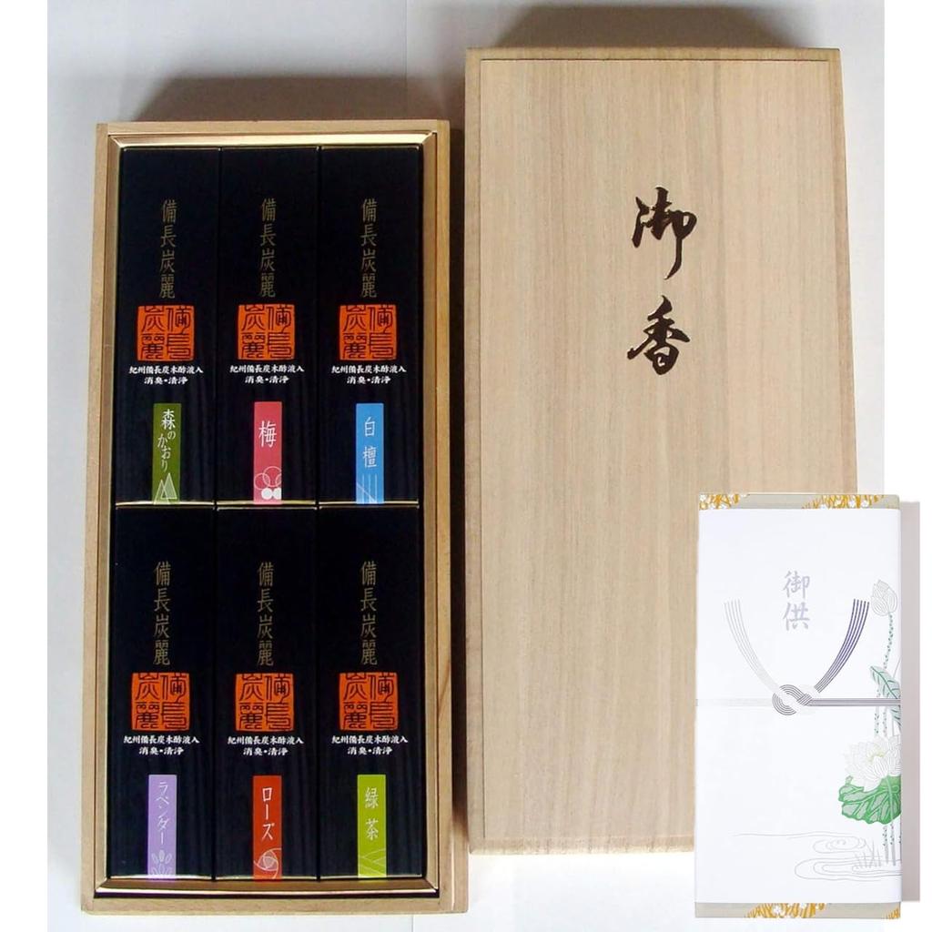[Packaging with Lotus Paper Tag] Umekundo Binchotan Rei 6-Variety Assortment [Paulownia Box]  [Create a Refreshing Space with Deodorizing and