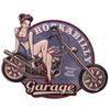 [R6619] - Retro Metal Sign 'Rockabilly Garage' Vintage Gray - 60x46 M