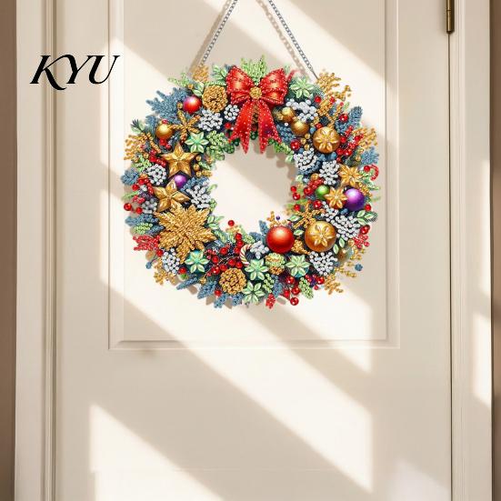 Educational Art Activity Christmas Faux Diamond Kit, Santa Snowman Hanging Ornament DIY Home Decor Projects Acrylic Pendant with Rhinestones Craft Kit