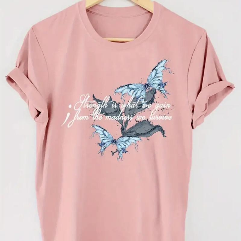 Модная женская футболка с принтом в виде бабочки и чернил, забавная повседневная футболка с короткими рукавами и круглым вырезом, летняя женская футболка