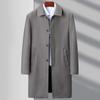 Ветровка большого размера для мужчин среднего и пожилого возраста, шерстяное пальто средней длины, деловое пальто, осеннее шерстяное пальто для папы