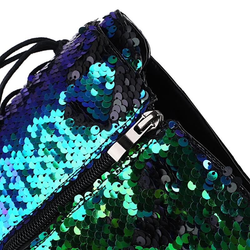 Модная женская новая обувь на низком каблуке со шнуровкой, с пайетками, европейского и американского стиля, для ночного клуба, большого размера, с высоким голенищем выше колена, длинные сапоги-мартини