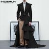 Men Lapel Neck Long Sleeve Irregular Ruffled Layers Splits Casual Long Blazer