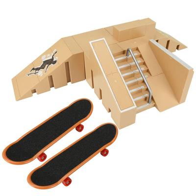 Комплект Finger Skate Park, набор из 2-х скейтбордов, лестницы, поручень, профессиональный, пластик, для практики, для начинающих, ознакомительный набор