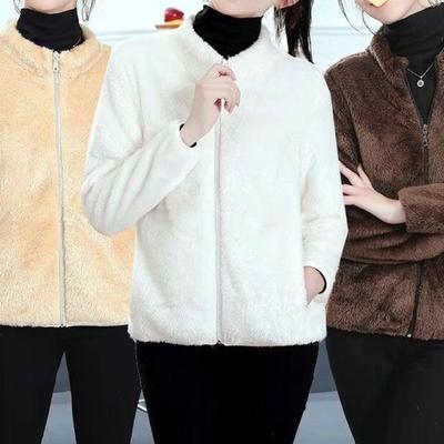Зимняя двухсторонняя плюшевая флисовая куртка женская флисовая утолщенная теплая коралловый флис флисовая флисовая кофта тренд