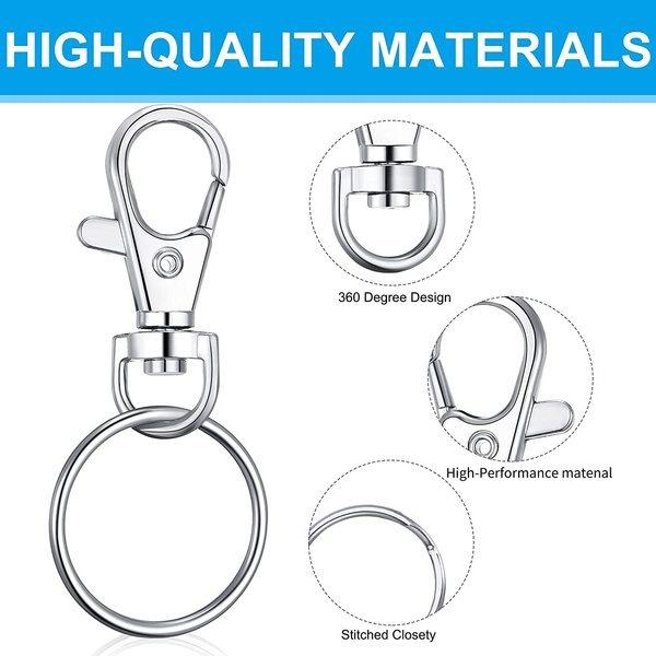 10/20/40 шт., поворотный карабин премиум-класса с кольцами для ключей, металлические крючки, крючки для брелоков (20 поворотных карабинов + 20 брелоков для ключей)
