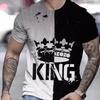 Summer Round Neck 3D King Pattern Print Top Fashionable Casual Short Sleeved Men's T-shirts