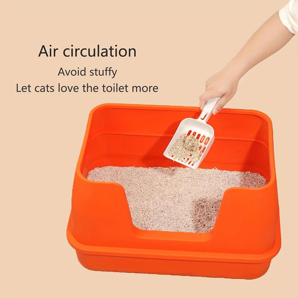 Очень большой ящик для кошачьего туалета с пластиковым совком, ящик для кошачьего туалета с высоким забором, кошачий туалет с легкой очисткой и защитой от брызг, туалет для домашних животных с лопаткой для туалета
