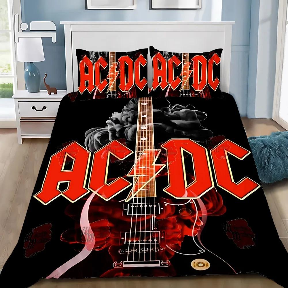 Fashion Ac/Dc Rock Band Duvet Cover Pillowcase Bedding Set Adult Boy Girl Bedroom Decoration Single Double Large Size