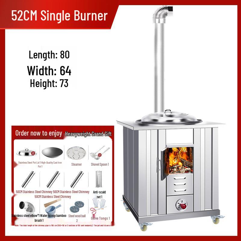 Portable Stainless Steel Wood Stove for Outdoor Cooking