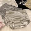 Женские весенне-осенние винтажные полосатые хлопковые трусы-треугольники с удлиненной ластовицей