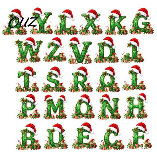 Durable Hanging Letter Decoration 26 Alphabet Christmas Ornament, Personalized Letters Acrylic Tree with Santa Hat Pendant And Elf Boy for Xmas Mantel