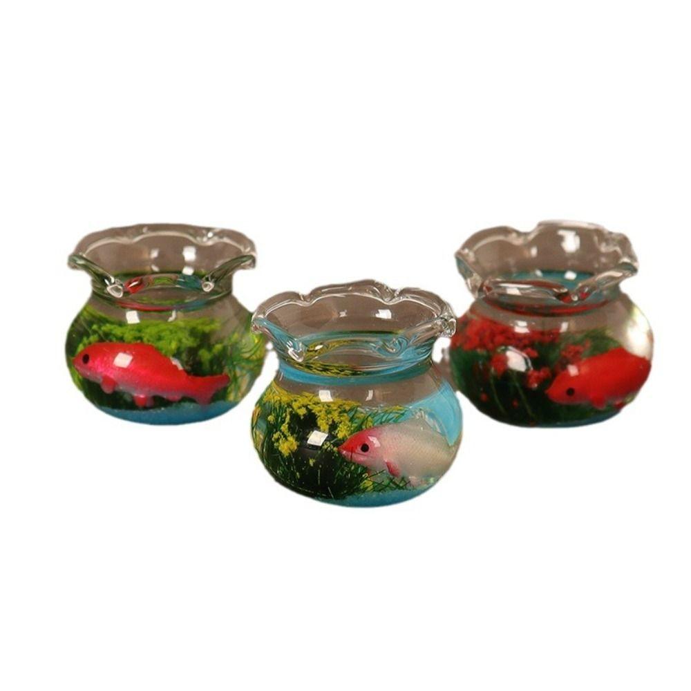 4 Styles Dollhouse Miniature Glass 2.5*2.2cm Fish Tank Bowl 1/6 1/12 Dollhouse Decoration