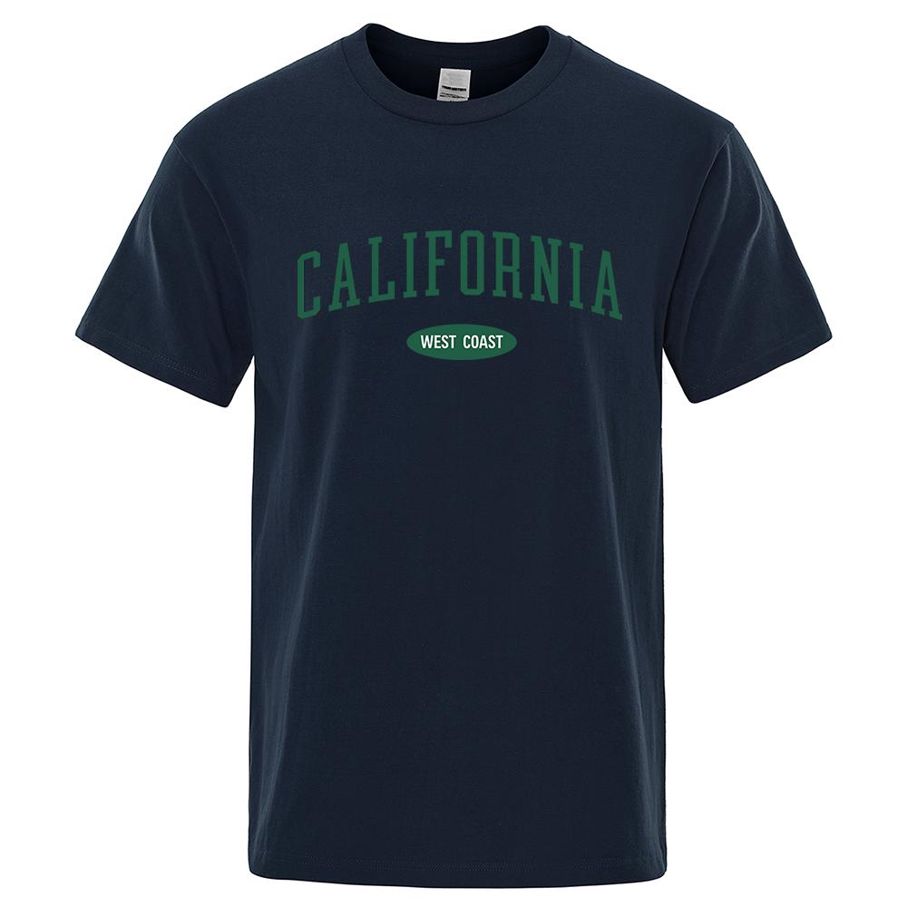 California West Coast Street Letter T Shirt Men O-Neck Tshirts Summer Cotton Tops Fashion Loose Street Hip Hop T-Shirts
