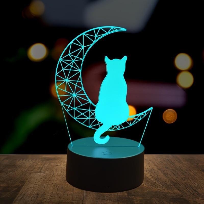 Xiaomi 1 шт. 3D ночник Mooncat, настольная лампа USB, атмосферообразующий светильник для спальни, гостиной, праздничный, подарок на день рождения, ночник.