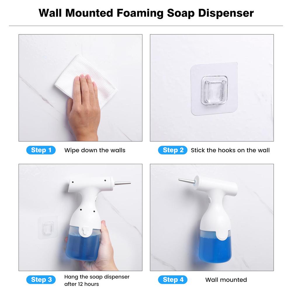 Электрический дозатор мыла, перезаряжаемый распылитель пены с 2 насадками, настенное крепление, многоразовый пенопласт