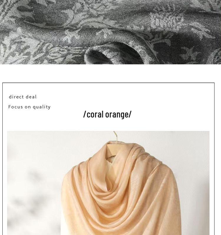 Inner Mongolia Cashmere Jacquard Shawl with Scottish Thistle - Thin Scarf for Autumn/Winter