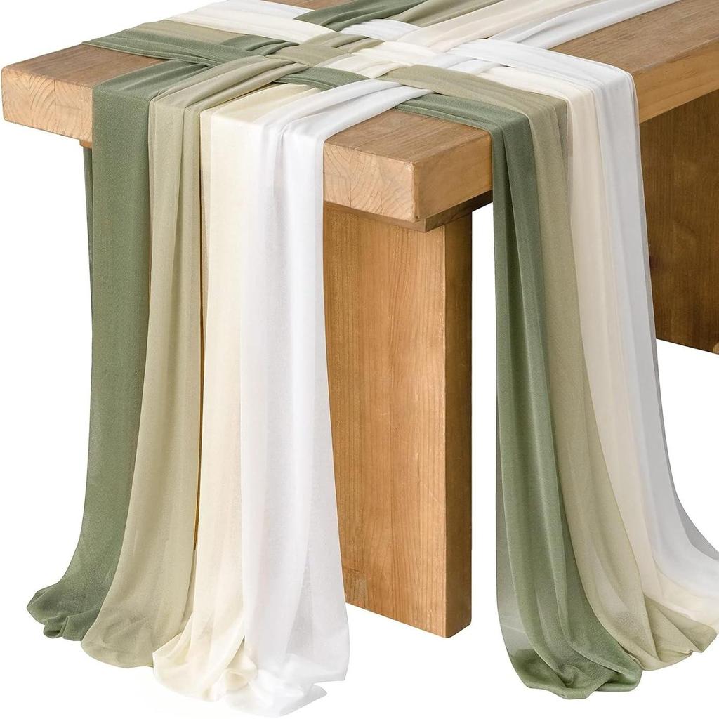 Nordic Wedding Voile Table Runner: Solid Chiffon Crepe Decoration for Dining and Parties