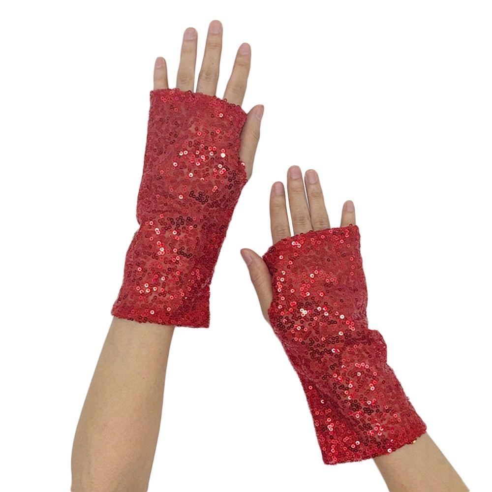 Vintage Cosplay Mittens Fingerless Dancing Gloves Fashion Sequins Gloves Party Club