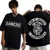 Sons of Anarchy SAMCRO Double-sided Printed T-shirt Men's Hip-hop Punk Rock T-shirt Summer 100% Cotton Short-sleeved Top
