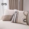 Boho Throw Pillow with Braided Rope Pattern And Tassels Soft Cotton Linen Textured Cushion for Sofa Bed Office