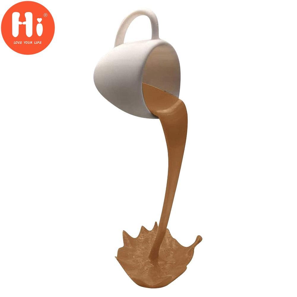 Hi Floating Coffee Cup Funny Sculpture Pouring Liquid Splash Mug 3D Art Ornaments for Office Desktop Home Kitchen Decoration