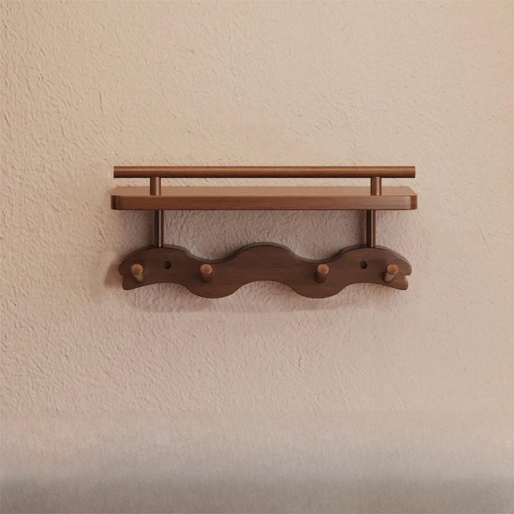 Solid Wood Wall-Mounted Coat Rack Heavy-Duty Hanging Clothes Hanger Hat Robe Organizer Bedroom