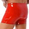 Mid-rise Elastic Waistband Men Panties U Convex Thin Stretchy Sexy Solid Color Faux Leather Shorts Briefs Daily Wear