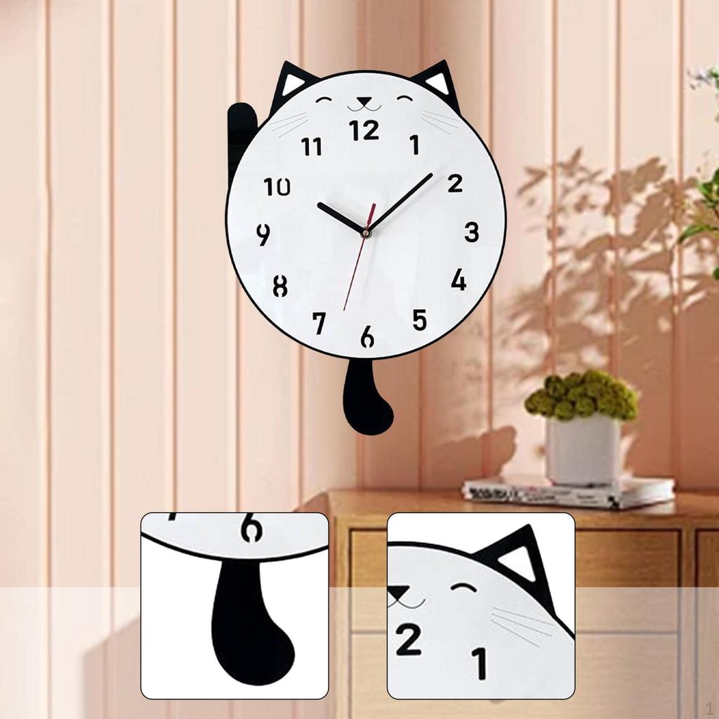 Clock Decorative Cute Acrylic Stylish Wall Ornament Silent for Dining Room Bedroom Kitchen