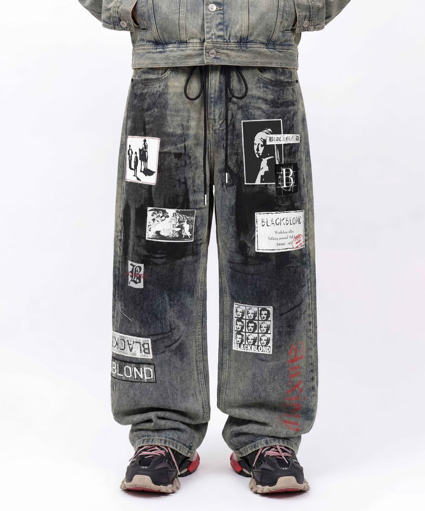 BLACKBLOND Vividi Energetic Multi-Patch Denim Pants (Rusty Blue)