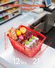 Shopping Baskets, 12 PCS, 21L Stackable PE Plastic Grocery Baskets with Metal Handles, Dense Mesh Structure, Holds up to 9.07kg, Portable for Grocery,