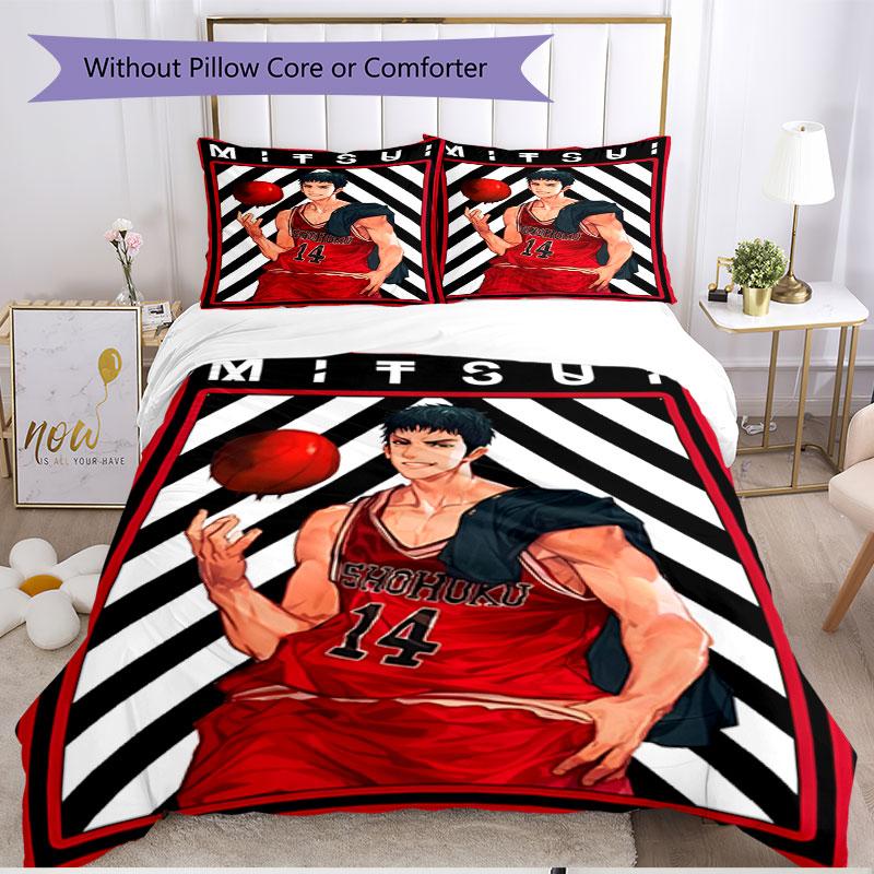 3pcs Duvet Cover Set (1*Duvet Cover + 2*Pillowcase, Without Core), SLAM DUNK Print Soft All‑Season Bedding Set, Home Bedroom Decor Gift