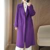 2025 A/W Women's Slimming Double-Faced Cashmere Coat - Korean Style Double-Breasted Wool Overcoat with Suit Collar