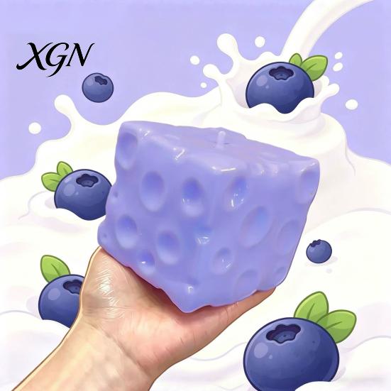 Cheese Sensory Tools Blueberry Squeeze Toy, Stress Relief Block Slow Soft Toy Rising Cube Pinch for Home Office Focus Aid Fidget
