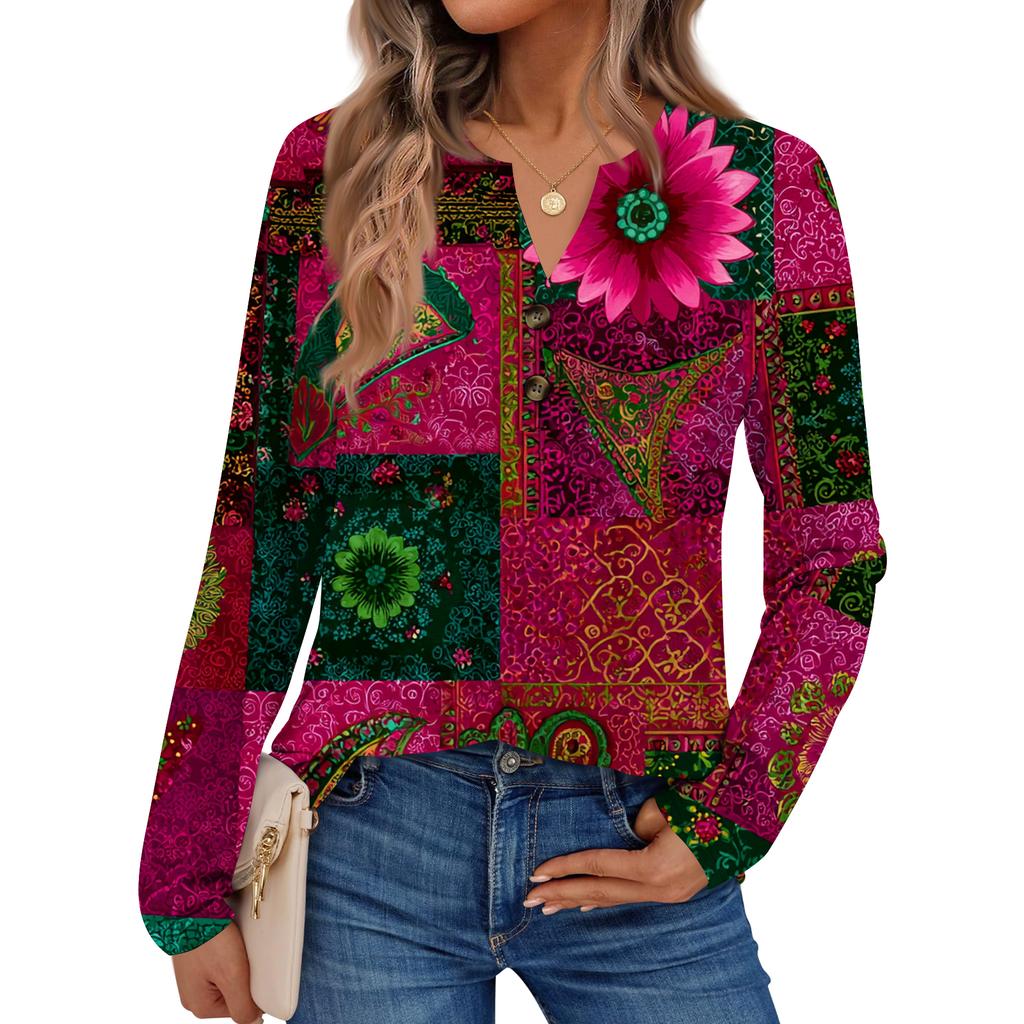 Женская рубашка с цветочным принтом, с длинным рукавом, элегантные повседневные топы, модная рубашка