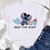 Disney Funny Not Today Stitch Women's Clothing Cartoon Y2k Stitch Summer Top Casual T-shirt Women's Cotton T-shirt