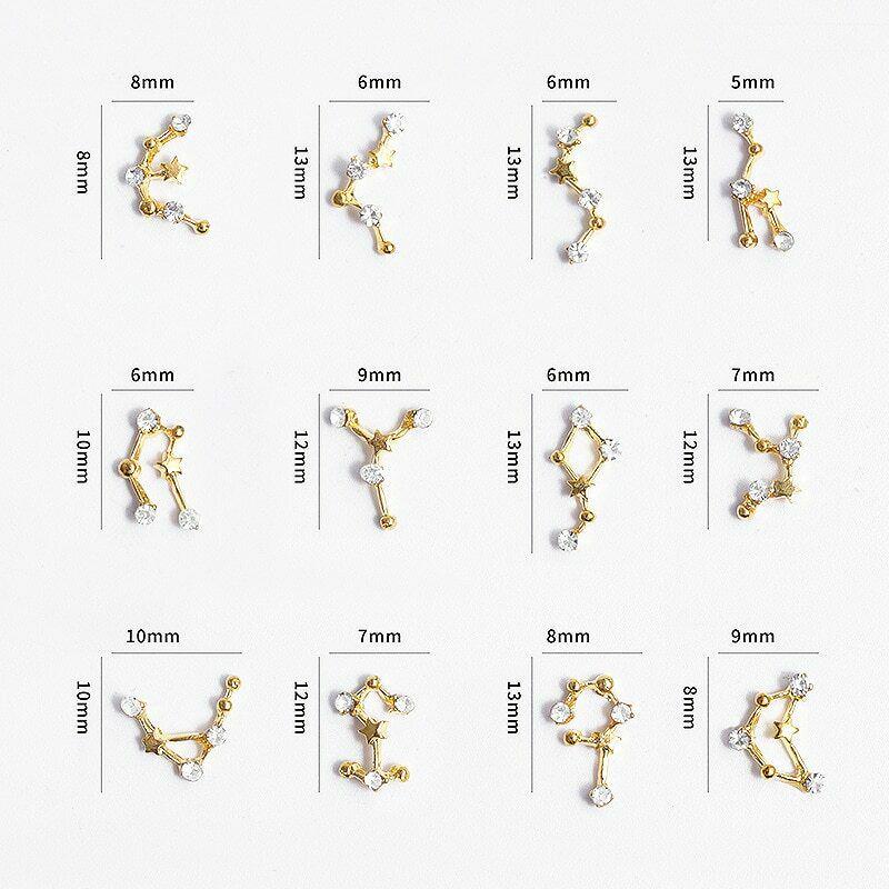 12 созвездий, сплав циркона, 3D хрустальные стразы, украшение для ногтей